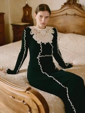 Sea New York Vania Lace Long Sleeve Midi Knit Dress